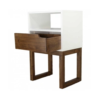 Mocha Solid Wood One Drawer Open Display Side Table