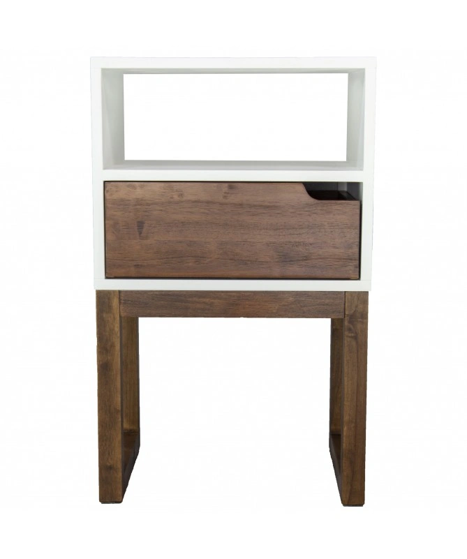 Mocha Solid Wood One Drawer Open Display Side Table-1