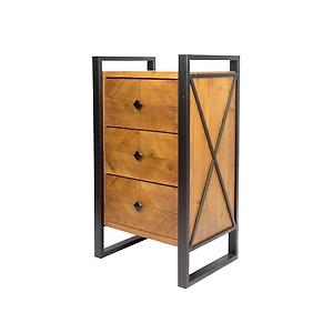 Gray Metal Wood MDF End Table With Drawers