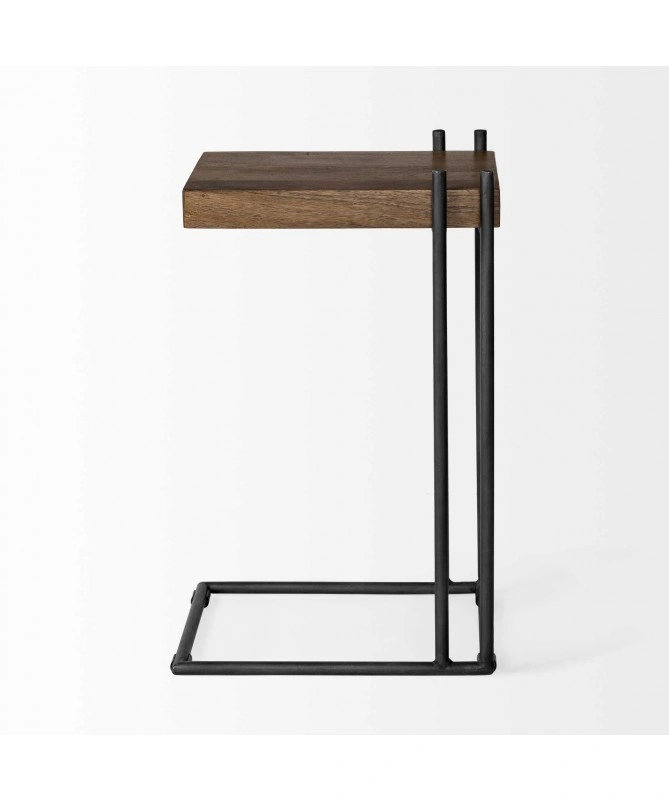 L-Shaped Medium Brown Wood Side Table-Brown-L-Shape-3