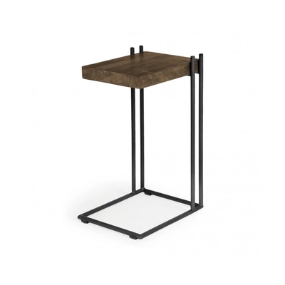 L-Shaped Medium Brown Wood Side Table