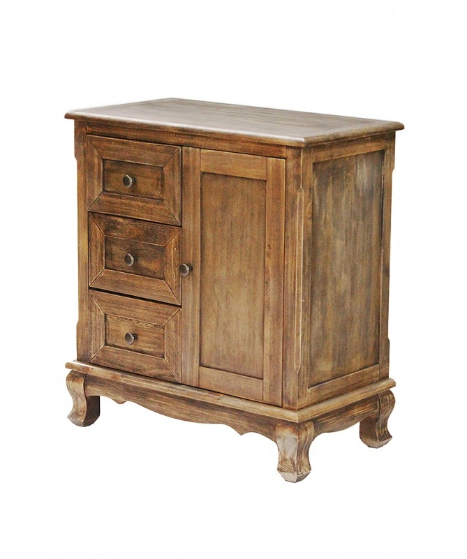 Rustic Wood Wood Pine Accent Cabinet With Drawers And A Door-Cabinet-1