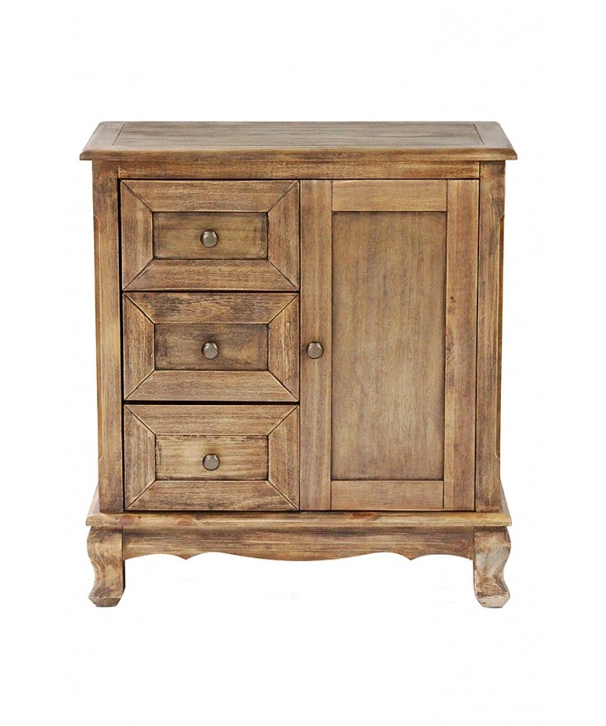 Rustic Wood Wood Pine Accent Cabinet With Drawers And A Door-11491208