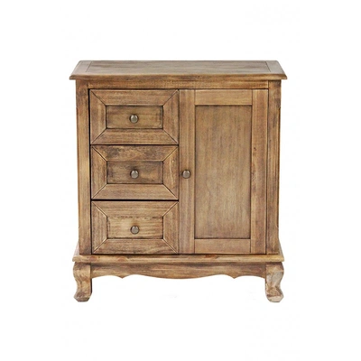 Rustic Wood Wood Pine Accent Cabinet With Drawers And A Door