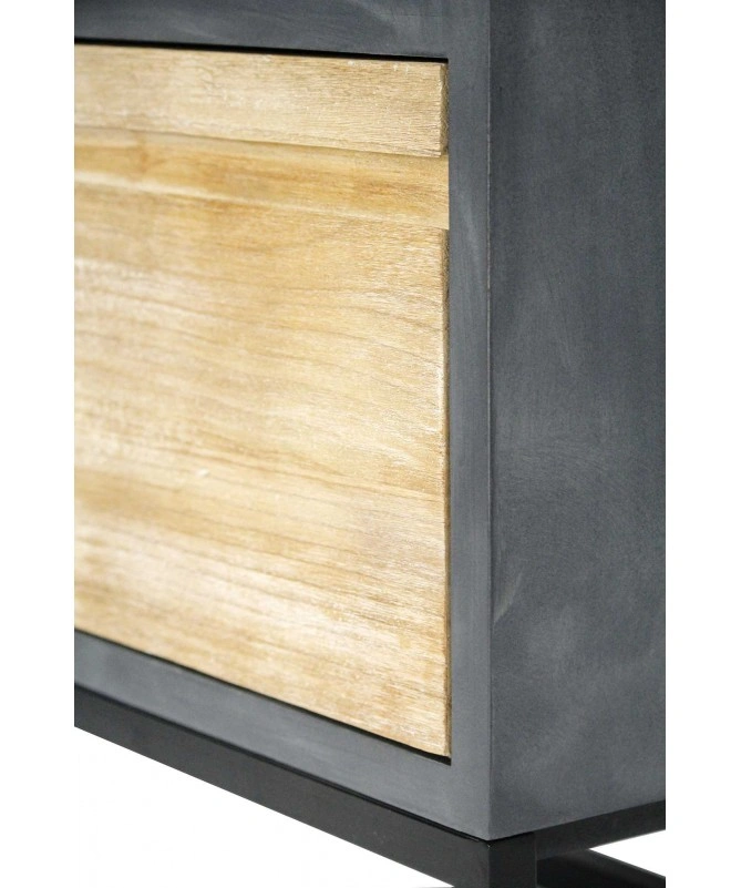 Gray W Distressed Wood MDF Wood Iron Cabinet With A Drawer And A Door-1