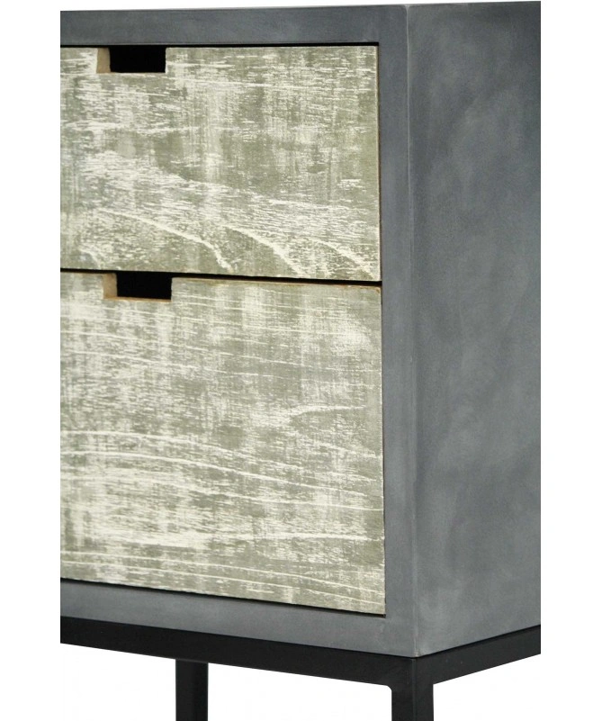 Gray W Distressed Gray MDF Wood Iron Accent Cabinet With Drawer-Rectangle-Drawers-1