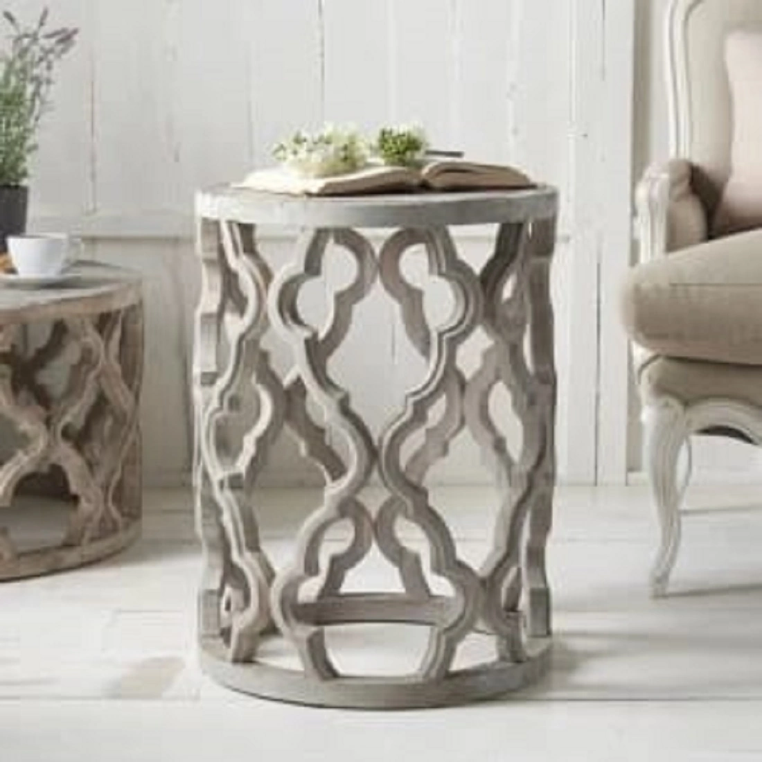 Sheesham Wood Round Top End Table-Circular-1