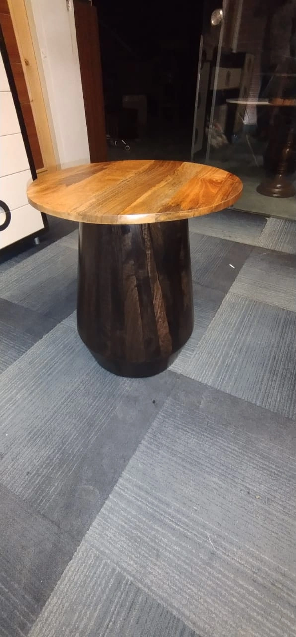 Mango Wood Design End Table-Circular-4