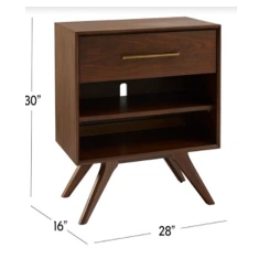 Walnut Veneer Wood End Table-4