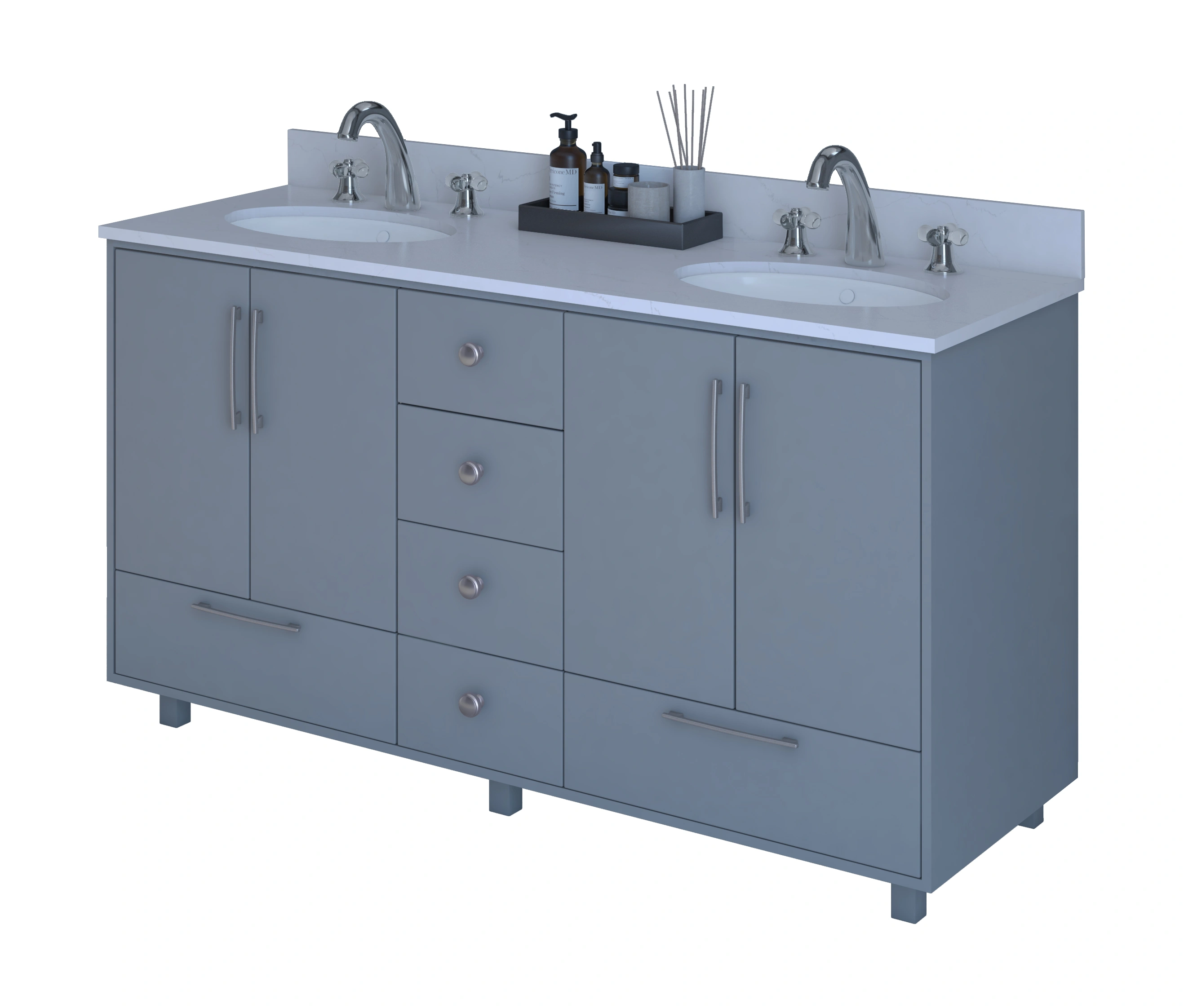 60 Inch Grey Vanity Set for Home and Hotel Washroom-11503258