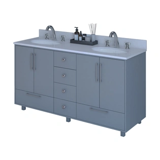 60 Inch Grey Vanity Set for Home and Hotel Washroom