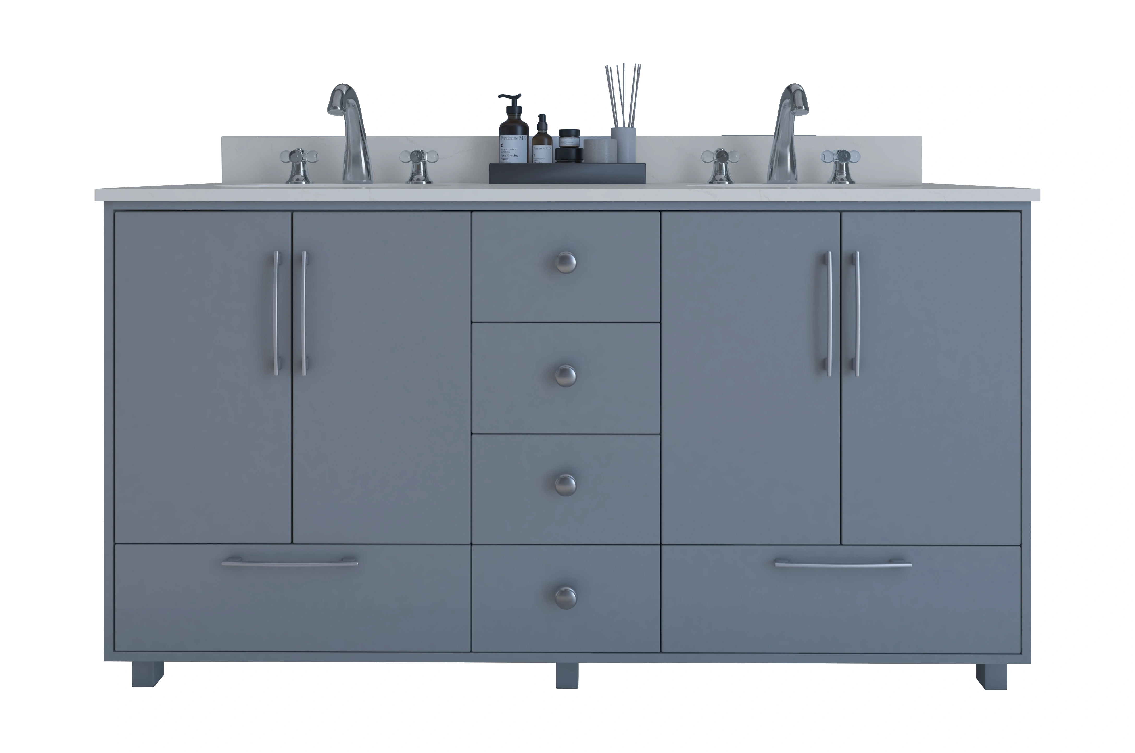 60 Inch Grey Vanity Set for Home and Hotel Washroom-Rectangle-2