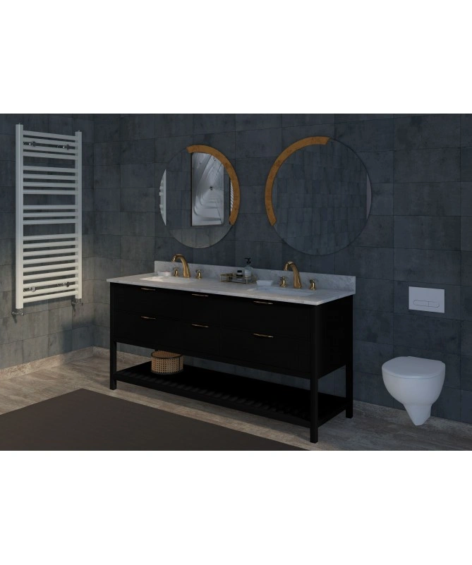 60 Inch Black Bathroom Vanity-Floor-Mounted-1