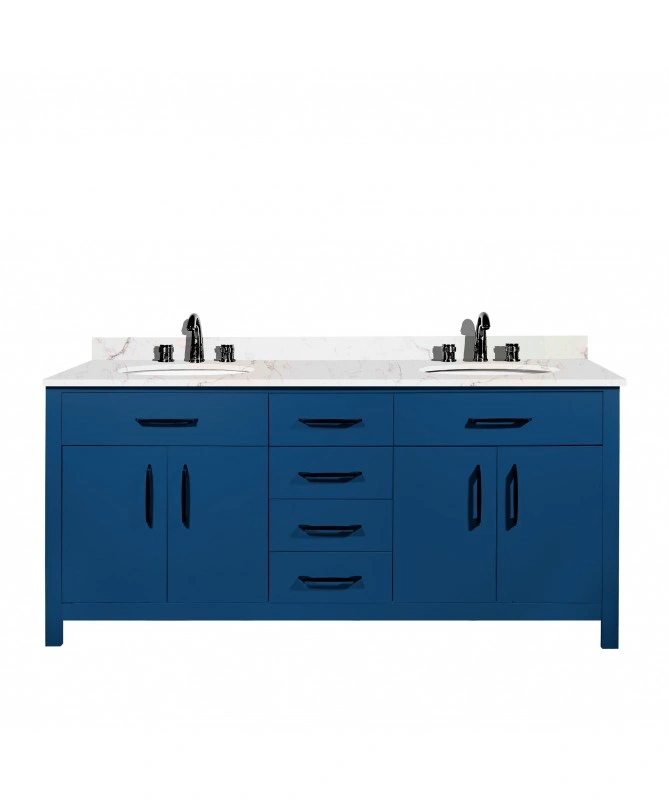 72 Inch Larva Blue Double Sink Vanity-Floor Mounted-3