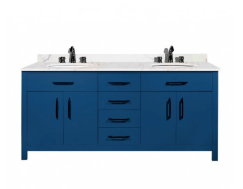 72 Inch Larva Blue Double Sink Vanity-Floor Mounted-2