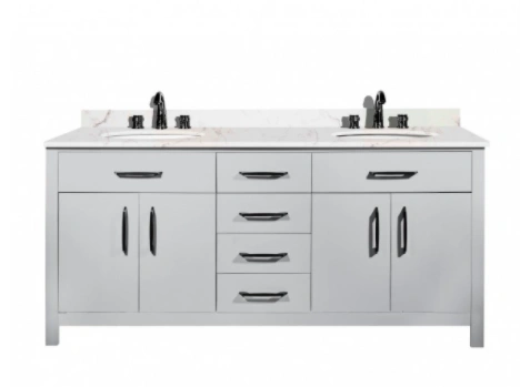 72 Inches Verde Silver Grey Double Sink Bath Vanity-Floor Mounted-1