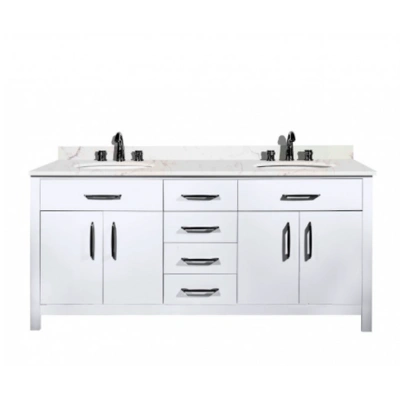 72 Inches Snow White Style Bath Vanity Set