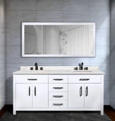 60 Inches Snow White Sink Bathroom Set-Floor Mounted-1