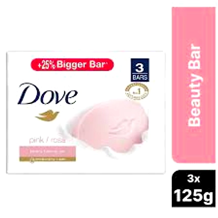 DOVE Pink Rosa Beauty Bar - Soft, Smooth, Moisturised Skin  (3 x 125 g)-sku-102