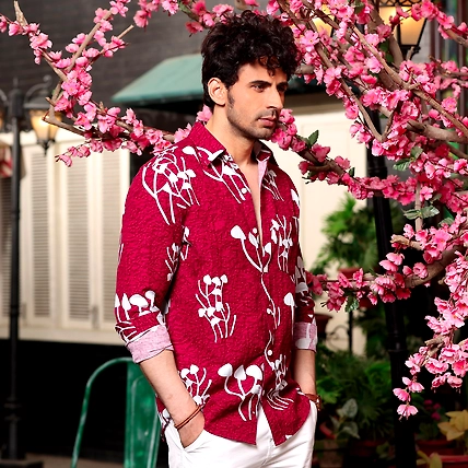 Mushroom Bunch Scarlet Maroon Casual Pure Linen Full Shirt-Brown-7-1