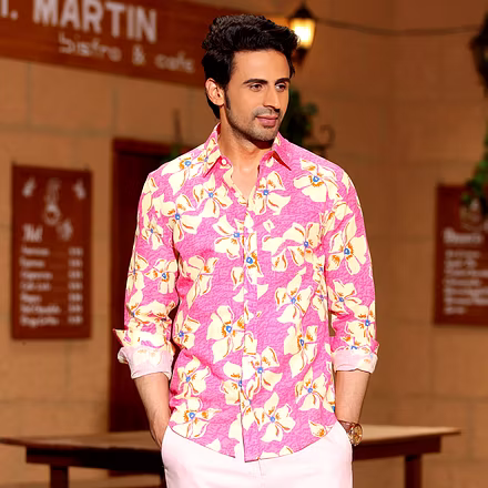 Lilac Persian Pink Casual Pure Linen Full Shirt-BE1079-S