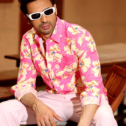 Lilac Persian Pink Casual Pure Linen Full Shirt-S-2