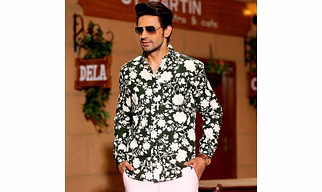 French Marigold Army Green Casual Pure Linen Full Shirt