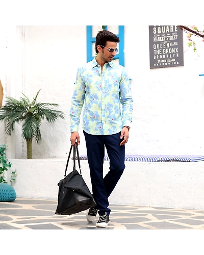 Lilac Mint Casual Pure Linen Full Shirt-S-2