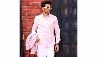Hibiscus Carnation Pink Casual Pure Linen Full Shirt