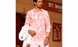 French Marigold Baby Pink Casual Pure Linen Full Shirt