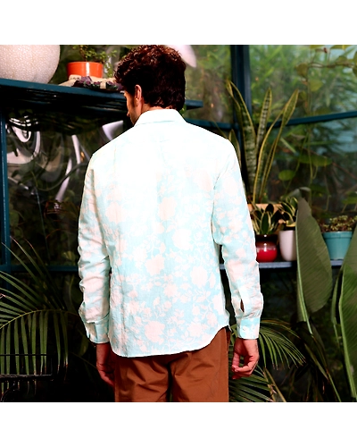 French Marigold Artic Blue Casual Pure Linen Full Shirt-S-2