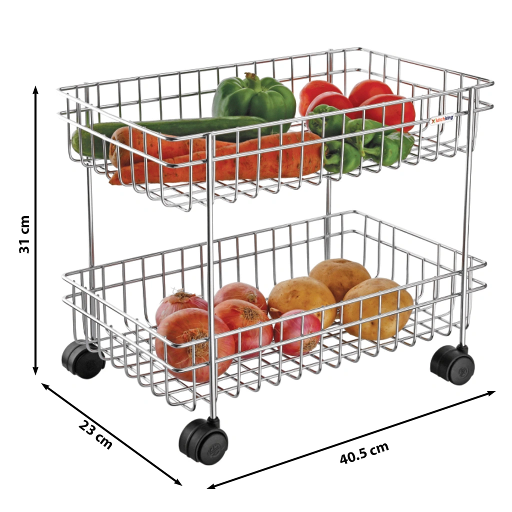 Vegetable Trolley Double-Silver-Double-Stainlesssteel-1