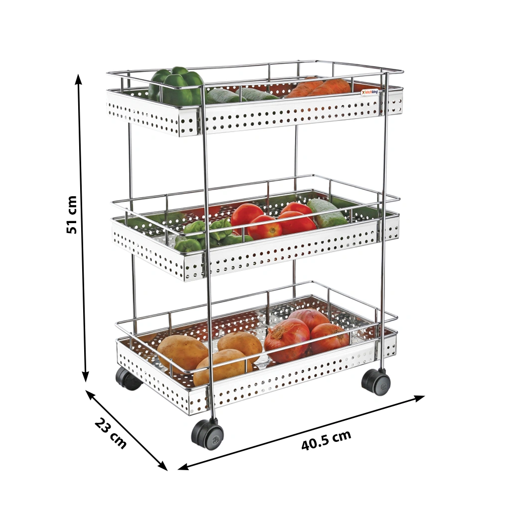 Vegetable Trolley Perforated  Tripple-Silver-Tripple-Stainlesssteel-1