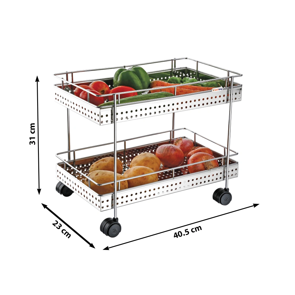 Vegetable Trolley Perforated Double-Silver-Double-Stainlesssteel-1