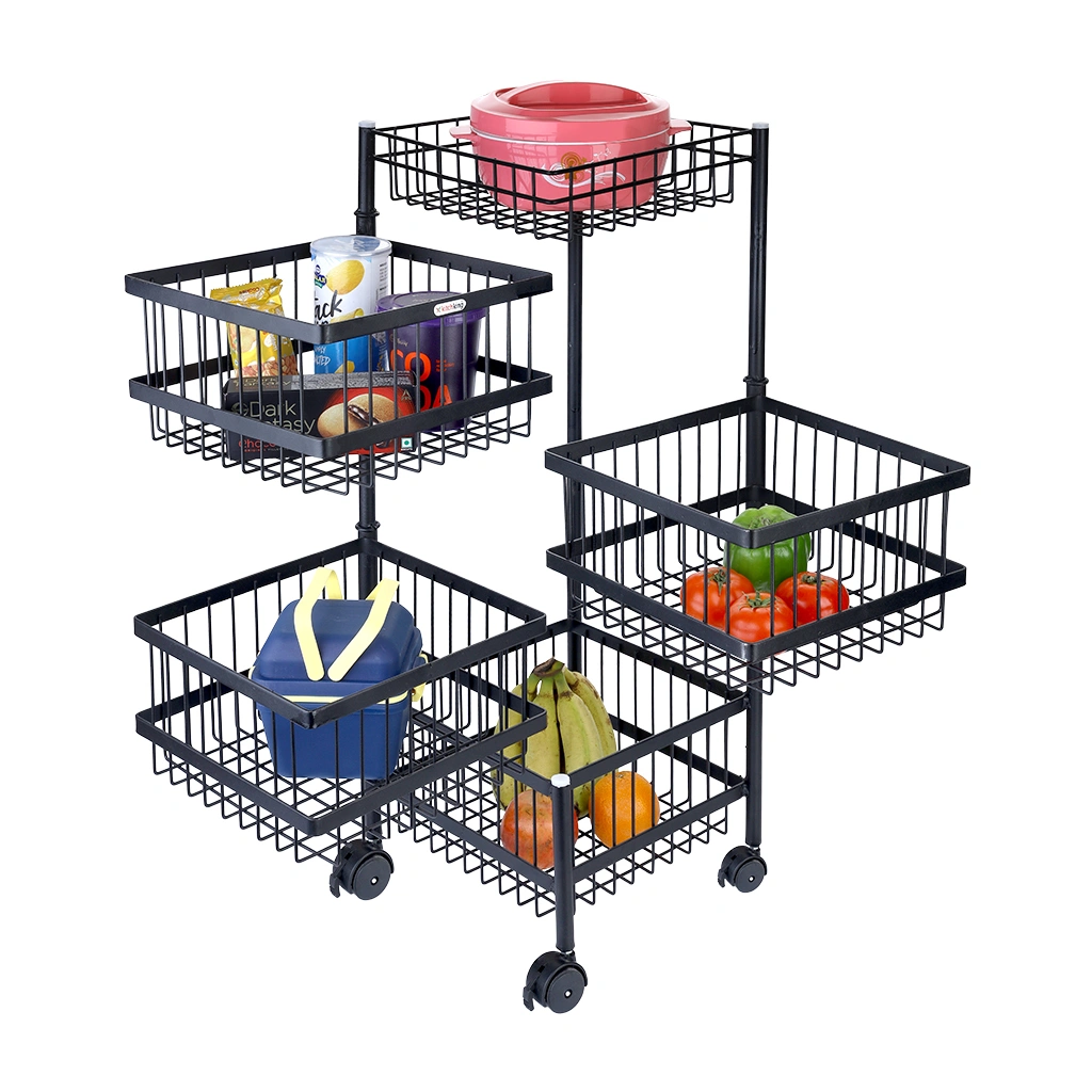 Rotating Trolley Wire 5 Tier-Black-5 Tier-Steel-1