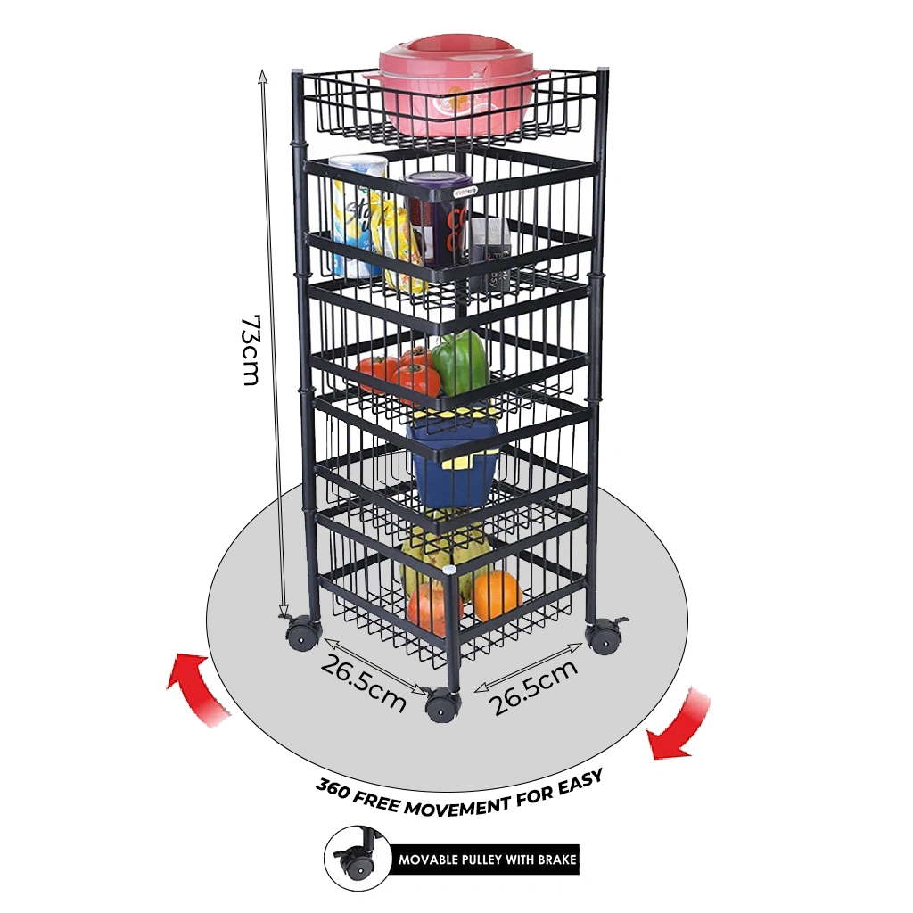 Rotating Trolley Wire 5 Tier-Black-5 Tier-Steel-4