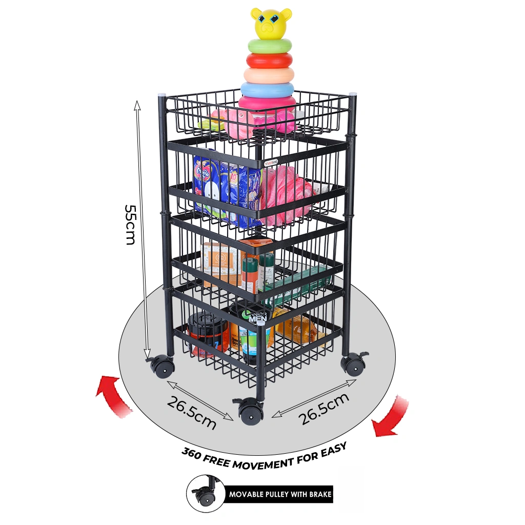 Rotating Trolley Wire 4 Tier-Black-4 Tier-Steel-3