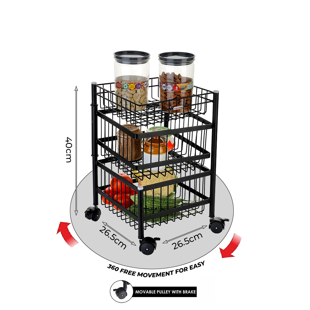 Rotating Trolley Wire 3 Tier-Black-3 Tier-Steel-3