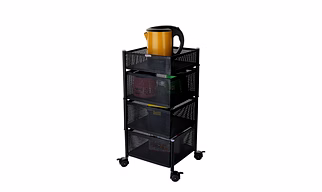 Rotating Trolley Perforated 4 Tier
