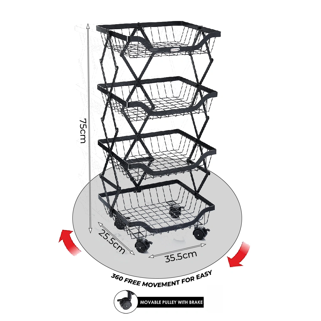 COLLAPSIBLE TROLLEY 4 STEP-Black-4 Step-Steel-2