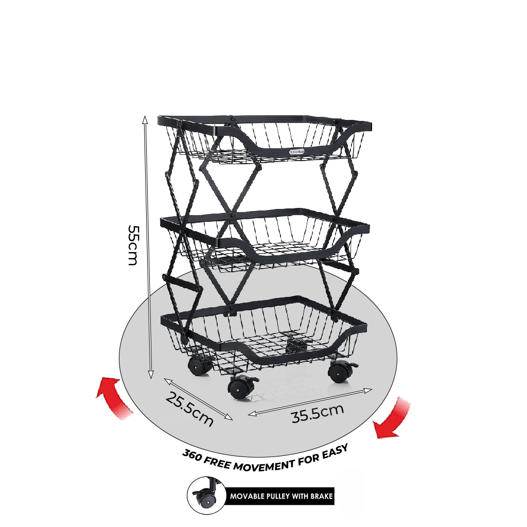 COLLAPSIBLE TROLLEY 3 STEP-Black-3 Step-Steel-2