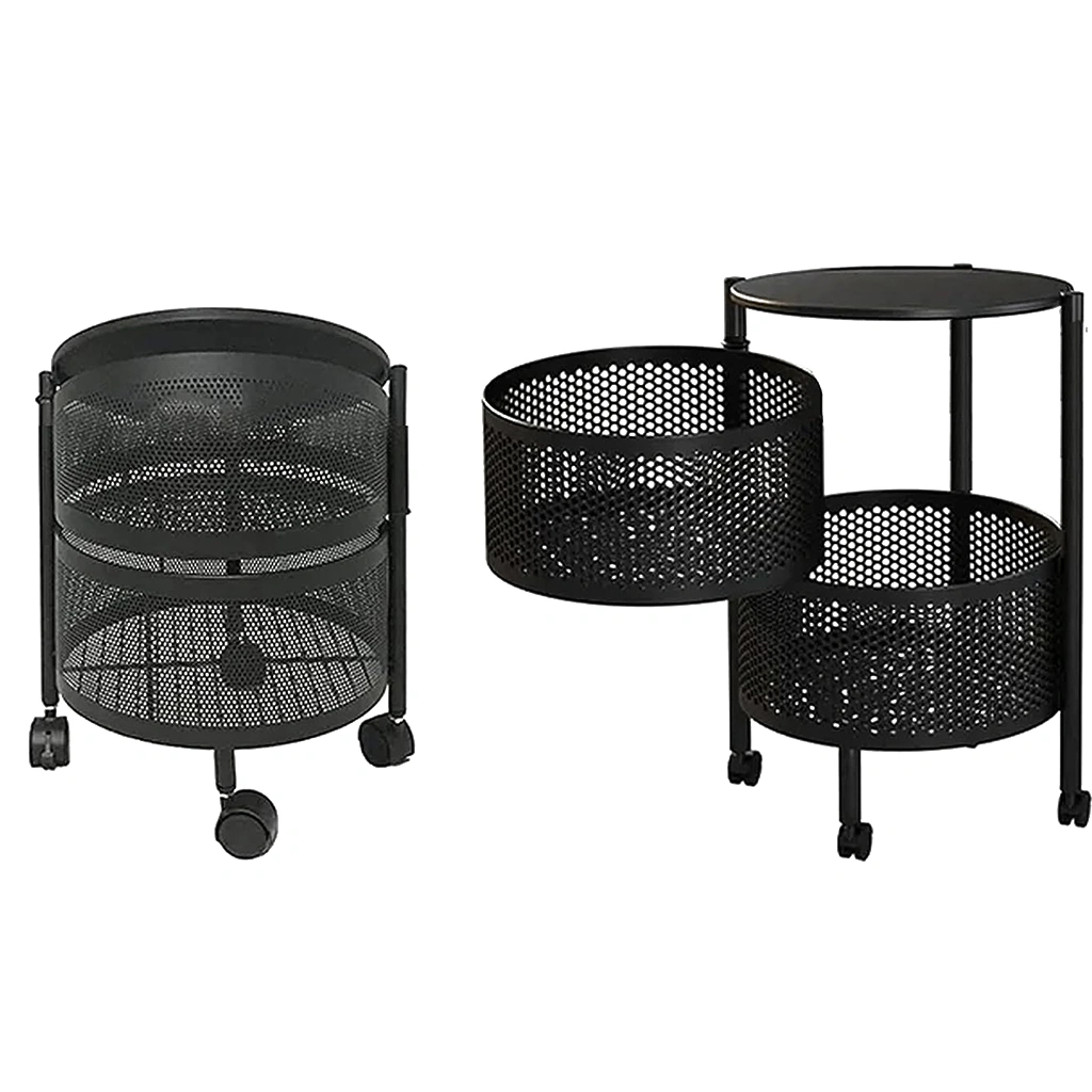 Rotating Trolley Round 2 Tier-Black-2 Tier-Steel-5