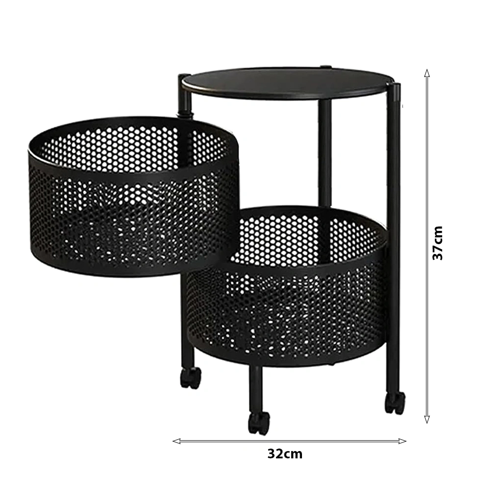 Rotating Trolley Round 2 Tier-Black-2 Tier-Steel-6