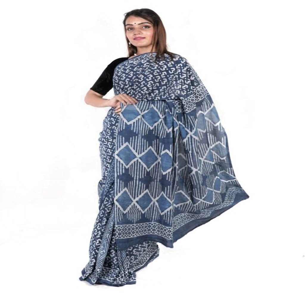 Hand block Printed Cotton Dabu Saree-11503288