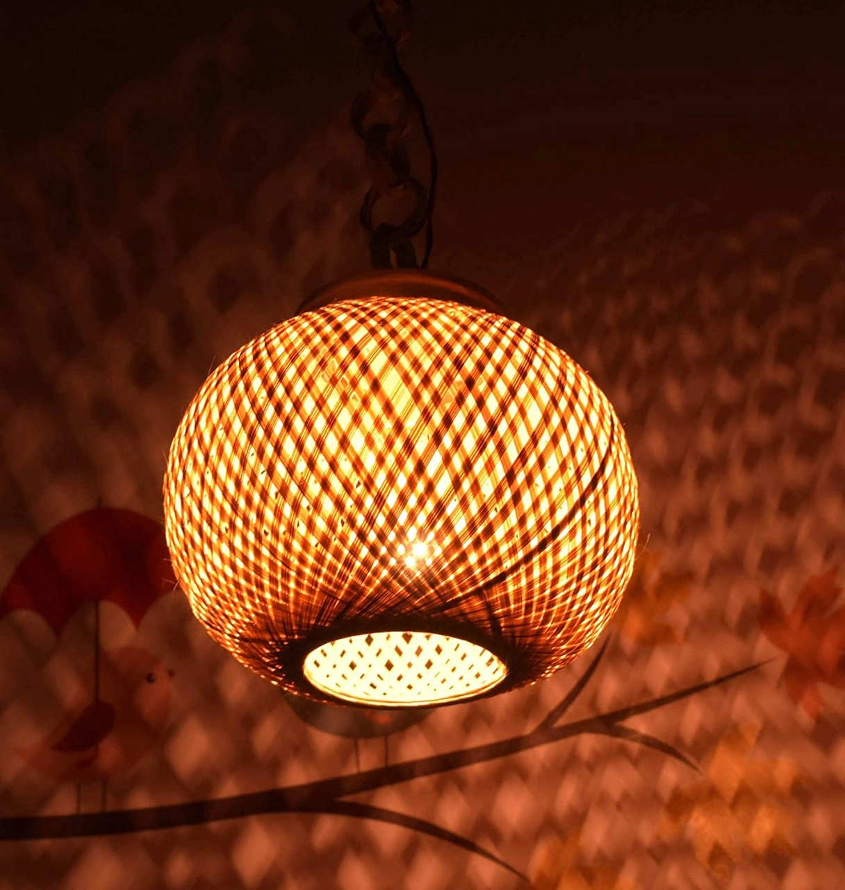 Round Hanging Bamboo Lampshade-1