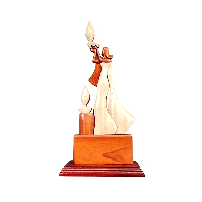 Lady with Diya Wooden Table Decor-11693590