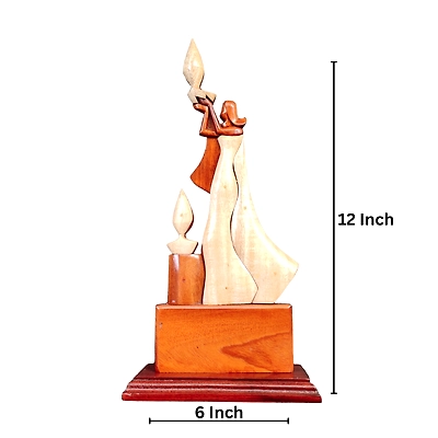 Lady with Diya Wooden Table Decor-1