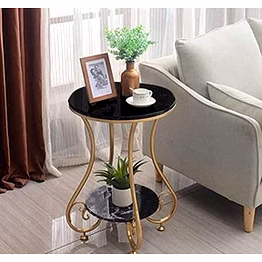 premium iron side table with wooden top – compact & elegant