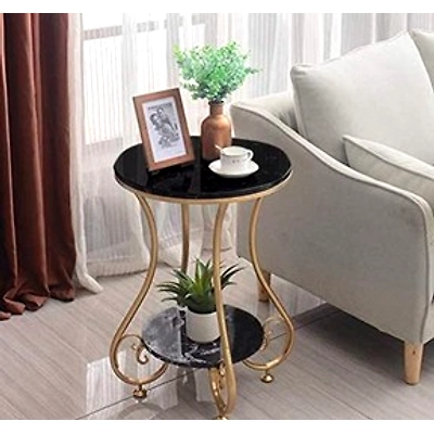 Premium Iron Side Table with Wooden Top – Compact &amp; Elegant-12718985