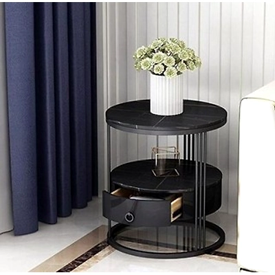 Elegant Matte Black Iron Side Table-3